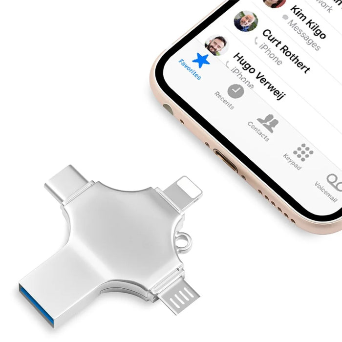 RICHWELL R-SZPM 256G 4-in-1 USB Flash Drive Fast Read and Write Speed USB 3.0 External Storage Thumb Drive for Phones and Computers - Silver - 5