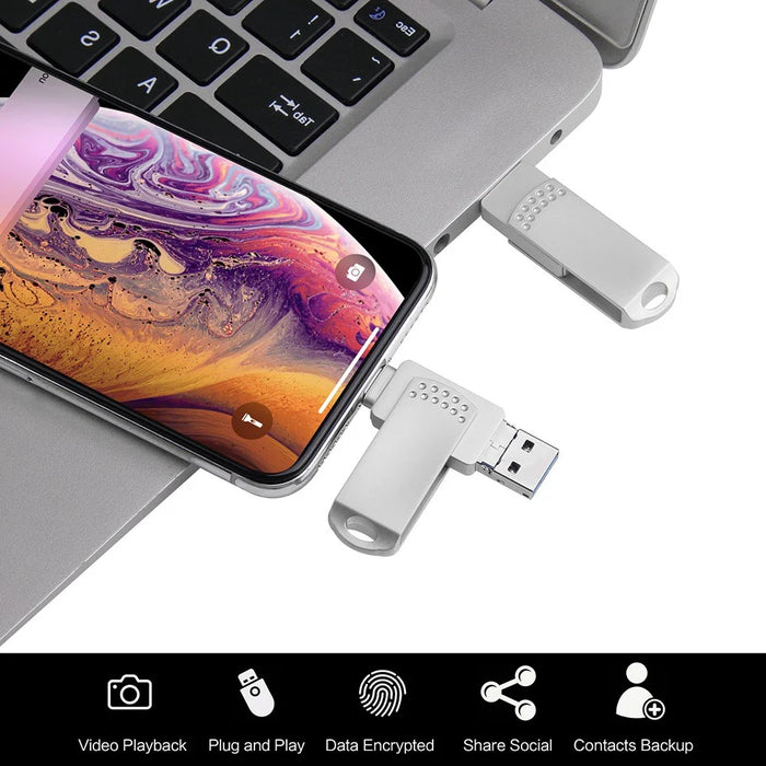 RICHWELL 256GB Large Storage Thumb Drive for iPhone Android Data Storage USB Memory Stick - Pink - 4