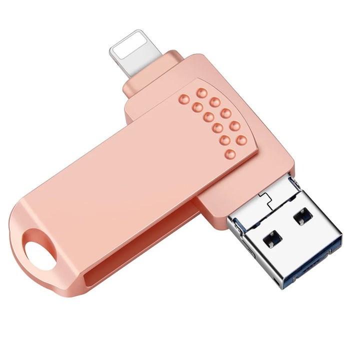 RICHWELL 128GB Thumb Drive for iPhone Android 3 in 1 Memory Stick USB 3.0 Flash Drive - Pink - 1
