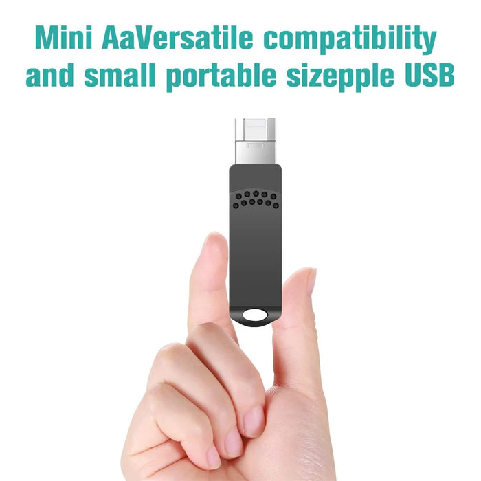 RICHWELL 512GB Large Capacity Thumb Drive Swivel Memory Stick Type C/Lightning/USB 3 in 1 USB 3.0 Flash Drive - Black - 6