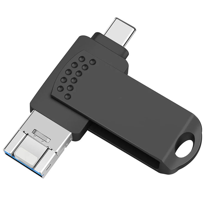 RICHWELL 256GB USB 3.0 High Speed Memory Stick 3 in 1 Flash Drive with USB-C / USB-A / iP Ports - Black - 1