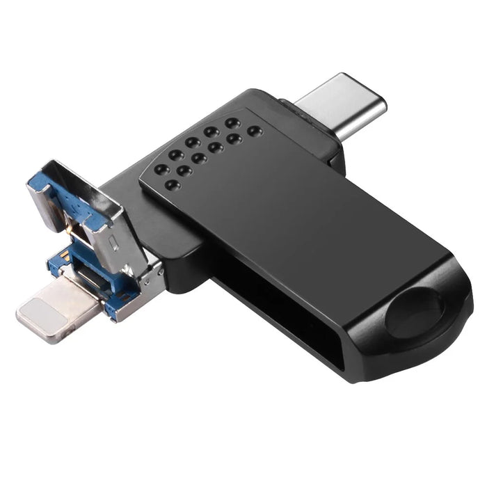 RICHWELL 256GB USB 3.0 High Speed Memory Stick 3 in 1 Flash Drive with USB-C / USB-A / iP Ports - Black - 2