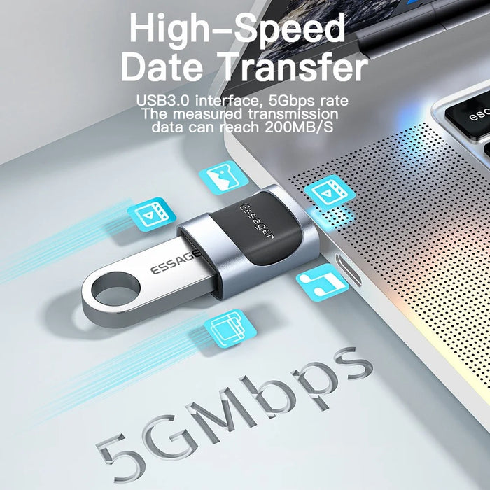 ESSAGER Micro USB Female to Type-C Male USB2.0 Data Transfer Charging OTG Adapter - Black - 2