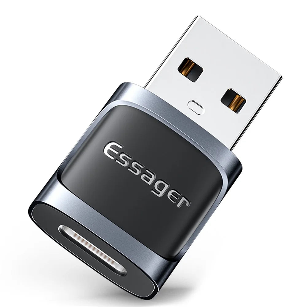 ESSAGER Type-C Female to USB Male 5Gbps USB3.0 Data Transfer Charging Connector OTG Adapter - Blue - 1