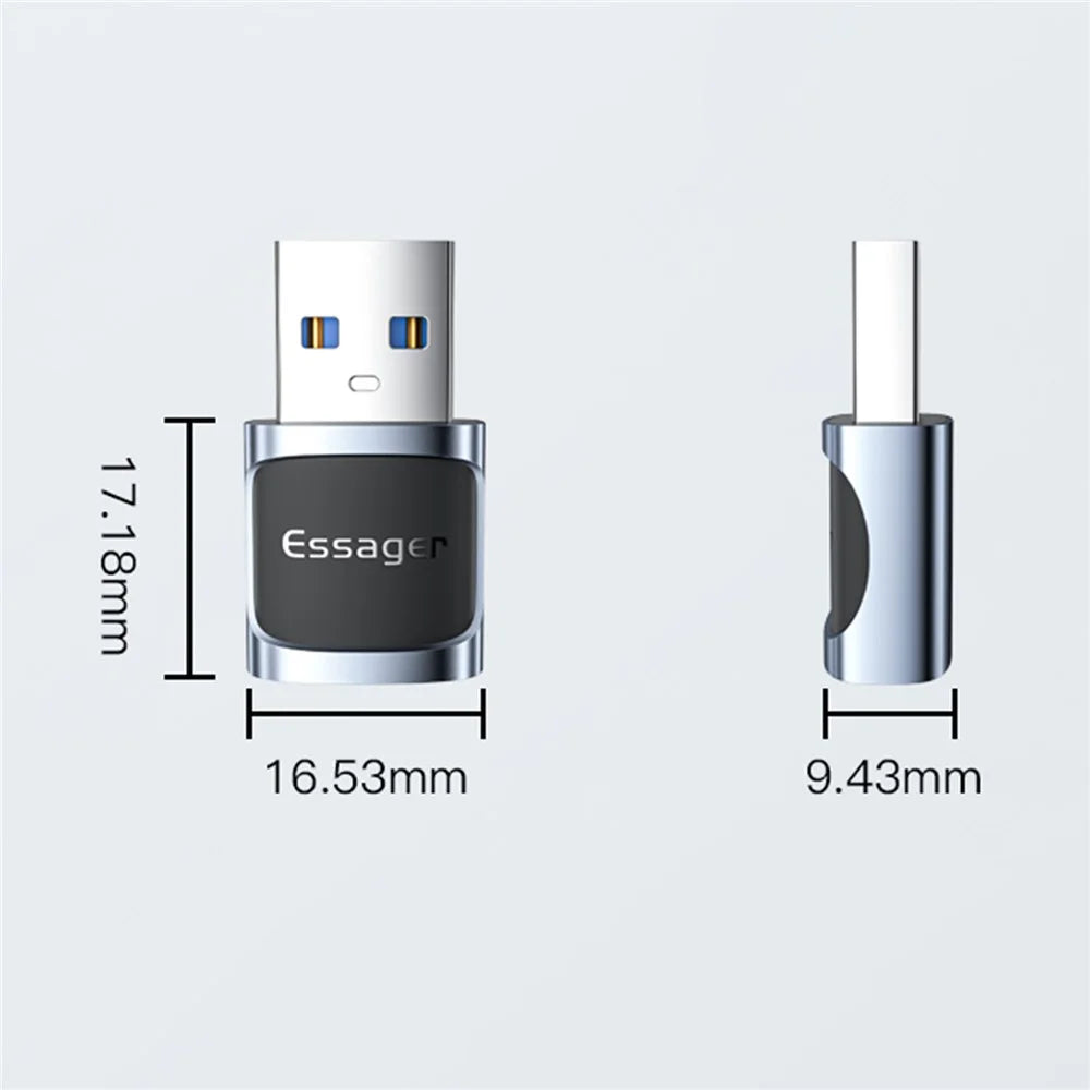 ESSAGER Type-C Female to USB Male 5Gbps USB3.0 Data Transfer Charging Connector OTG Adapter - Blue - 5