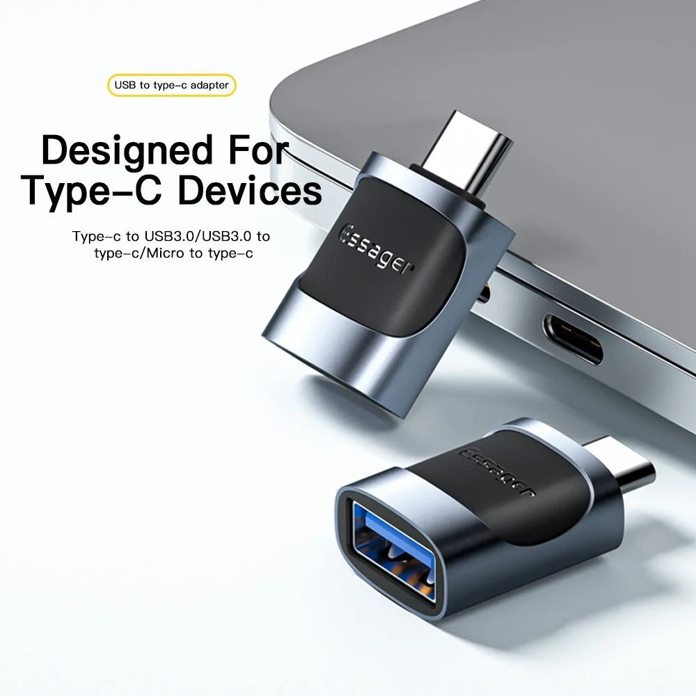 ESSAGER USB Female to Type-C Male USB3.0 5Gbps Data Transmission Charging Connector OTG Adapter - Blue - 2
