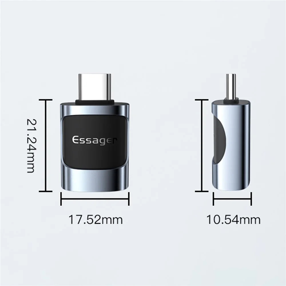 ESSAGER USB Female to Type-C Male USB3.0 5Gbps Data Transmission Charging Connector OTG Adapter - Blue - 7