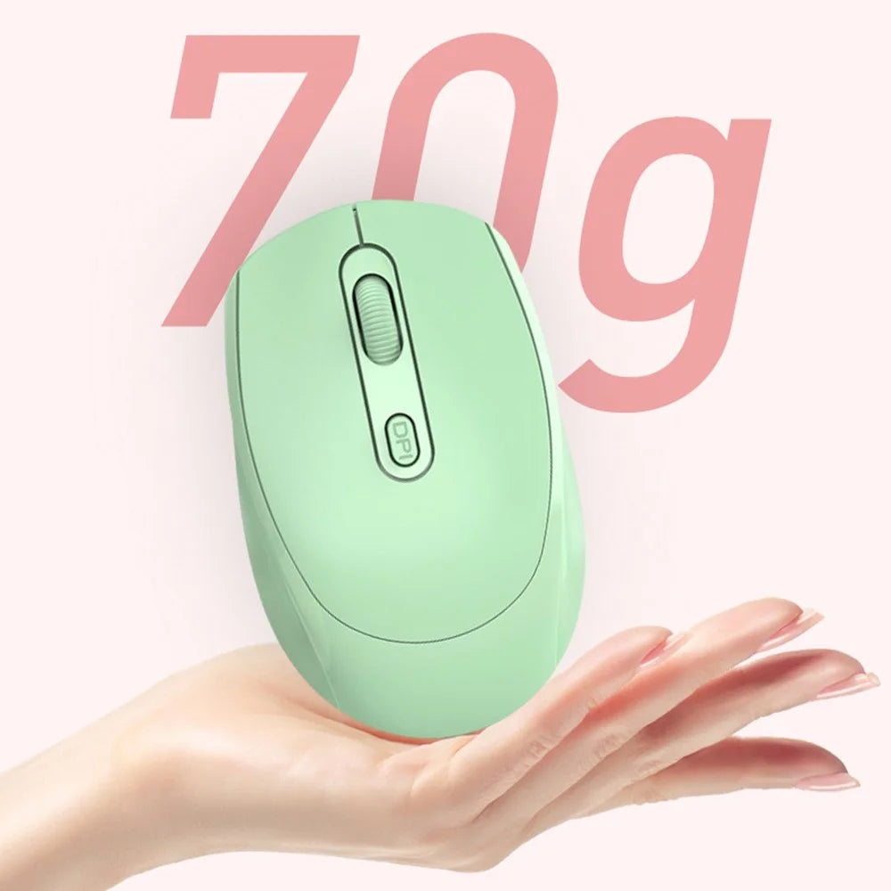 256 Bluetooth-compatible 2.4G USB Wireless Mouse Computer Laptop PC Rechargeable Home Game Ergonomic Noiseless Mouse - Green - 2