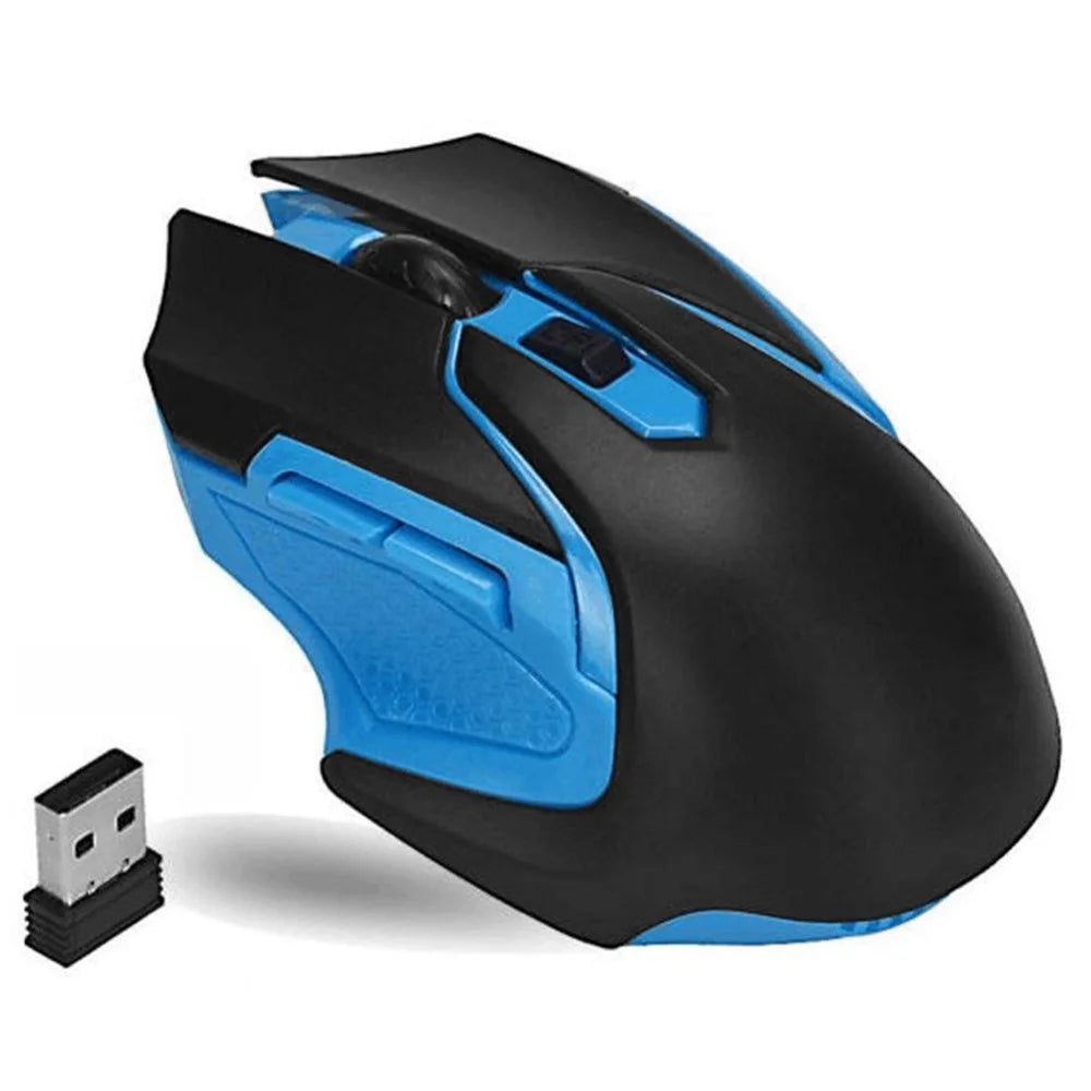 Q46 Wireless Gaming Mouse 1000DPI / 1200DPI / 1600DPI 3-Speed Adjustable Portable Mice Laptops Cordless Mouse for Home, Office - Black / Blue - 1