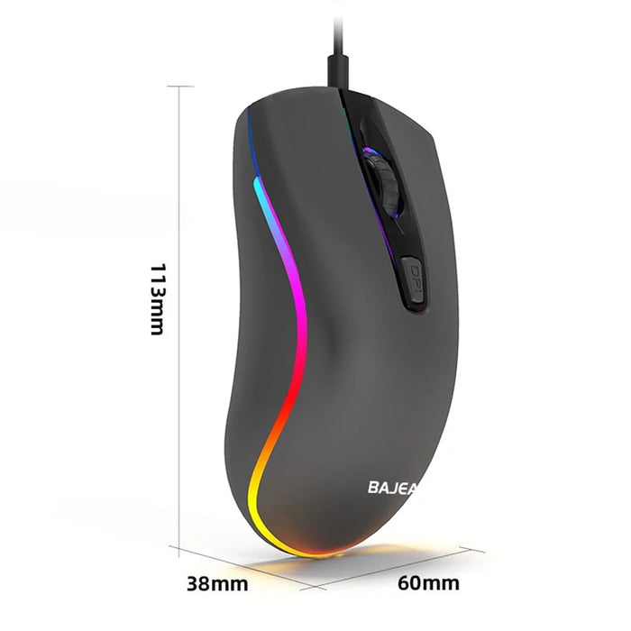 BAJEAL D1 Colorful Light E-Sports Gaming Wired Mouse USB Cable Ergonomic Laptop Computer Mouse 4-Key Design Mice - 6