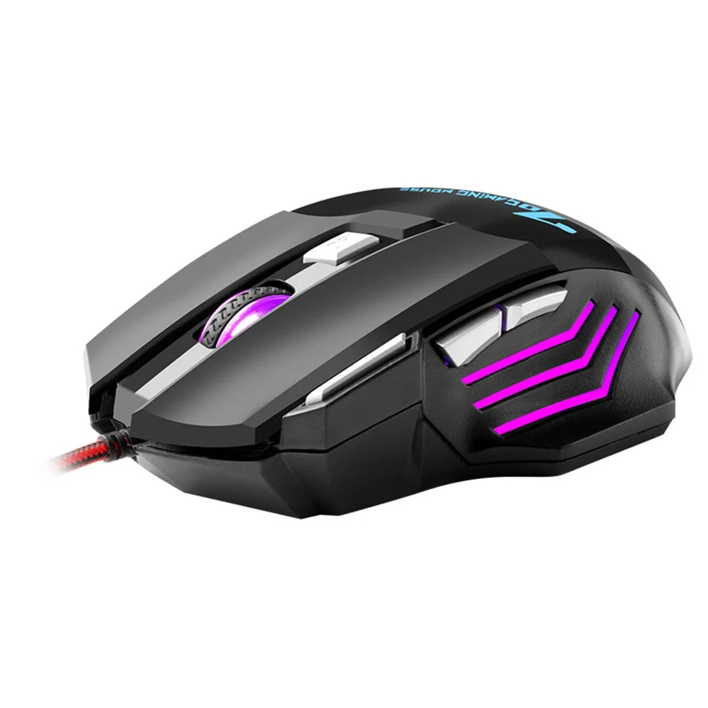 BAJEAL G5 7-Key 3200DPI Optical Mouse RGB Light USB Wired Computer Laptop Gaming Mice - 1