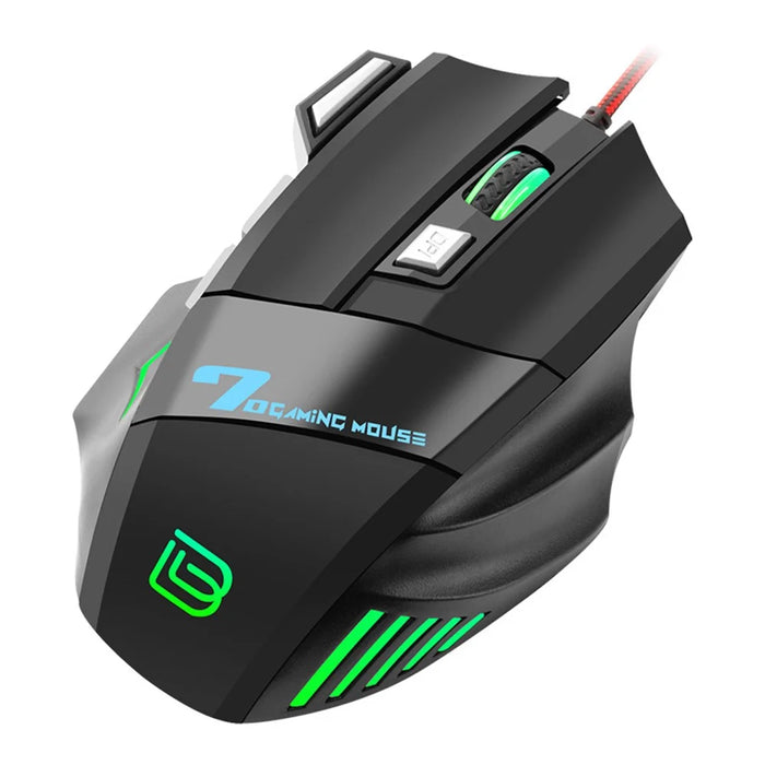 BAJEAL G5 7-Key 3200DPI Optical Mouse RGB Light USB Wired Computer Laptop Gaming Mice - 4