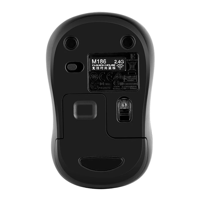 AONQ M186 2.4G Wireless Mouse Computer Silent Mice Ergonomic Mini Mouse USB Optical Mice for PC Laptop - Black  /  Grey - 3