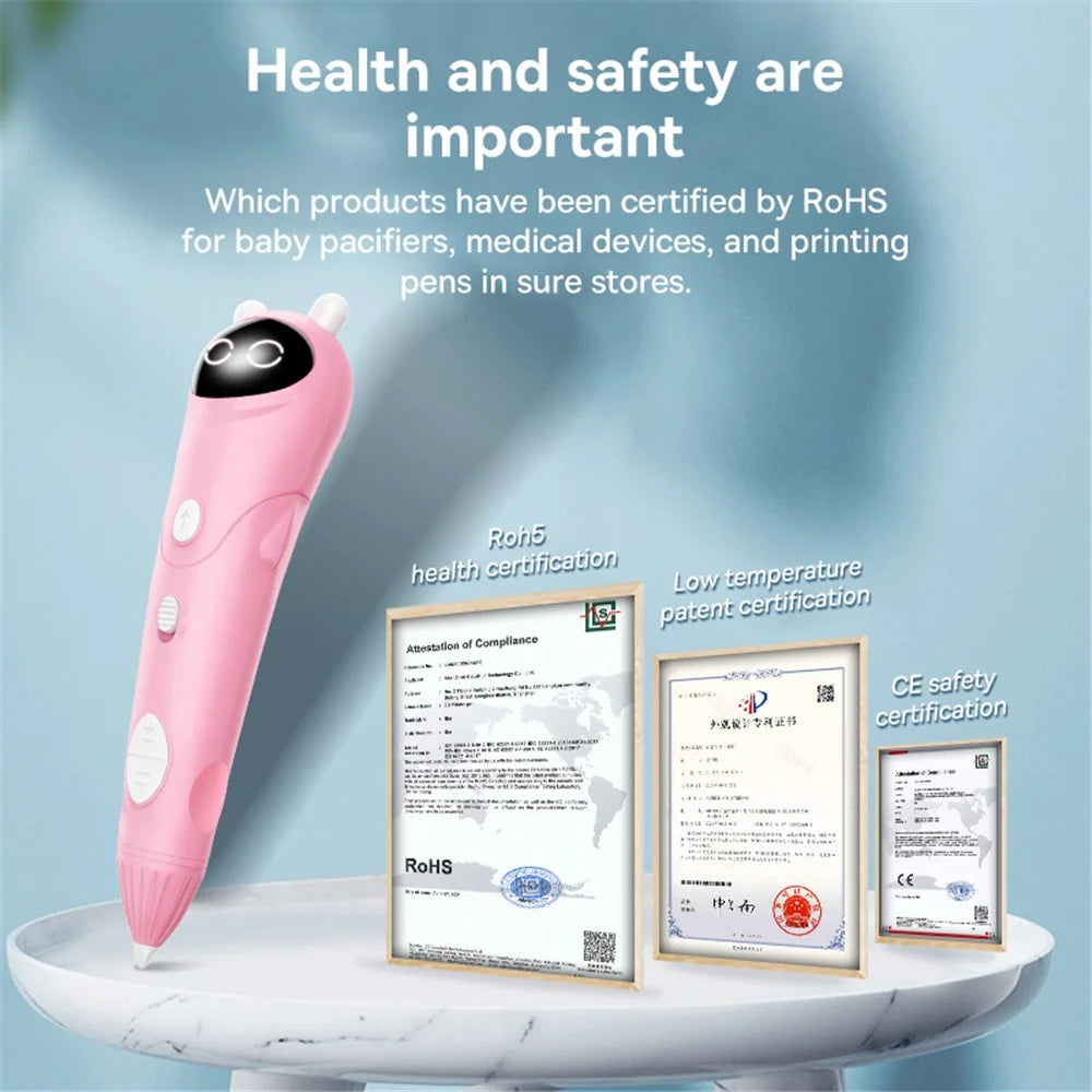 Low-Temperature 3D Printing Pen Professional Children Three-Dimensional Drawing Pen Wireless Portable 3D Drawing Pen - Light Pink - 5