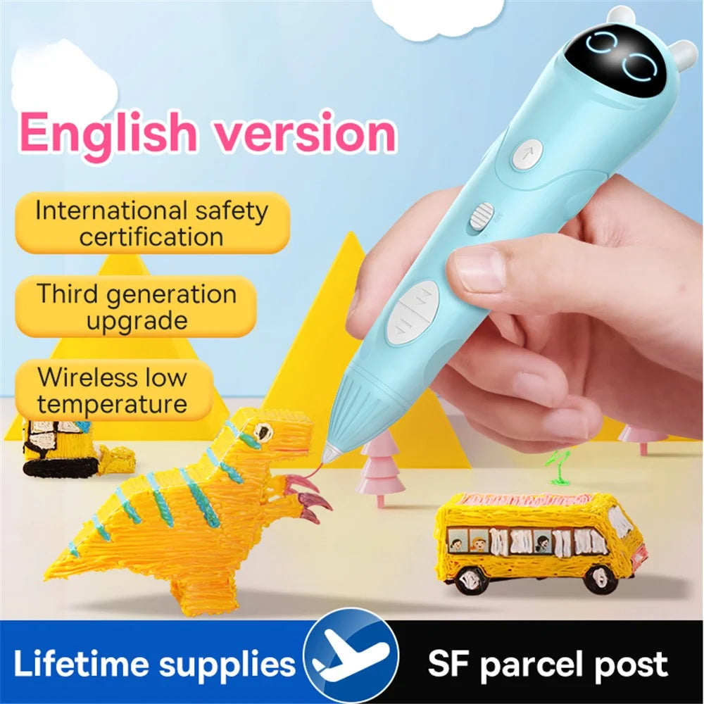 Low-Temperature 3D Printing Pen Professional Children Three-Dimensional Drawing Pen Wireless Portable 3D Drawing Pen - Light Pink - 6