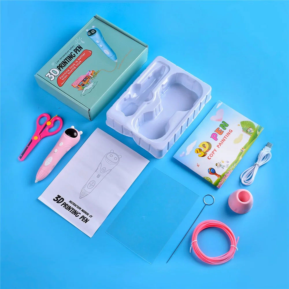 Low-Temperature 3D Printing Pen Professional Children Three-Dimensional Drawing Pen Wireless Portable 3D Drawing Pen - Light Pink - 7