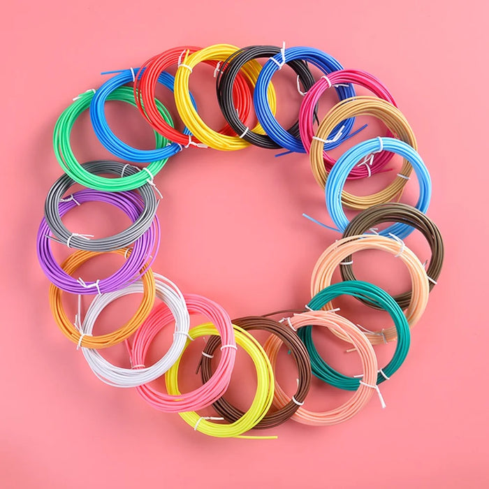 20 Rolls Various Color 5m 1.75mm Diameter Low Temperature 3D Print Pen PCL Filament Kids 3D Printing Materials - Random Color - 2