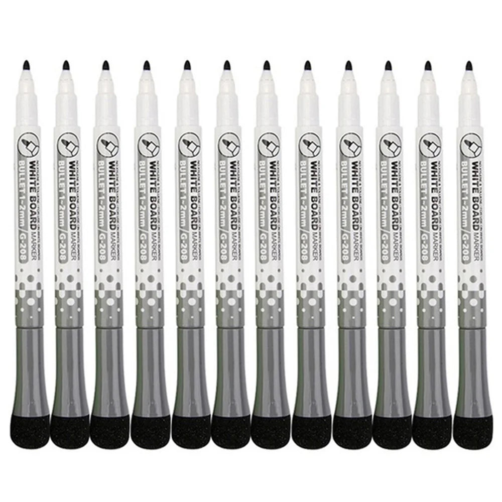 GXIN G-208 12Pcs / Set Dry Erase Markers Whiteboard Markers Ultra Fine Tip Markers for School Office Home - Black - 1