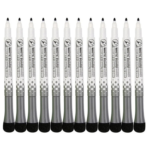GXIN G-208 12Pcs / Set Dry Erase Markers Whiteboard Markers Ultra Fine Tip Markers for School Office Home - Black - 1