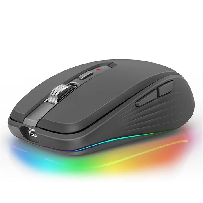 FMOUSE M303 Wireless Bluetooth-compatible Mouse Dual Mode (Bluetooth-compatible 5.1 + USB) 2.4GHz Bluetooth-compatible Wireless Mouse Rechargeable Silent Computer Gaming Mice with RGB Lights - Black - 1