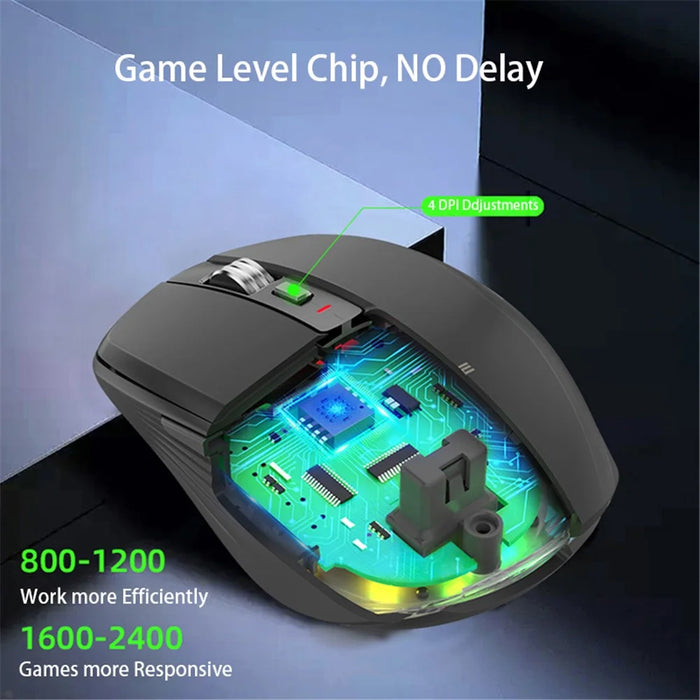 FMOUSE M303 Wireless Bluetooth-compatible Mouse Dual Mode (Bluetooth-compatible 5.1 + USB) 2.4GHz Bluetooth-compatible Wireless Mouse Rechargeable Silent Computer Gaming Mice with RGB Lights - Black - 7