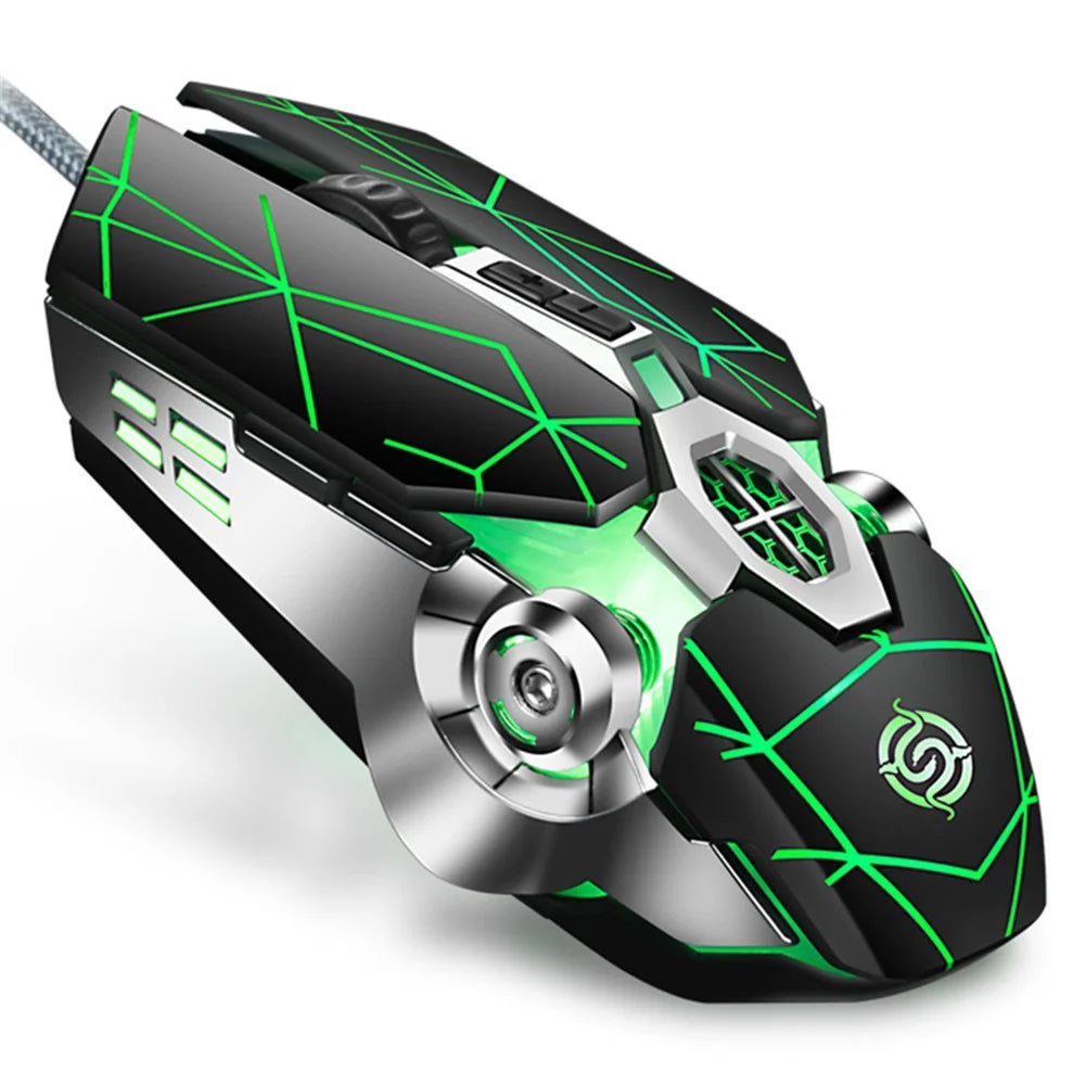Q7 RGB Gaming Mouse USB Wired 4000 DPI Mechanical Mouse Ergonomic Gamer Computer Mouse for PC Laptop Computer - Star Crack - 1