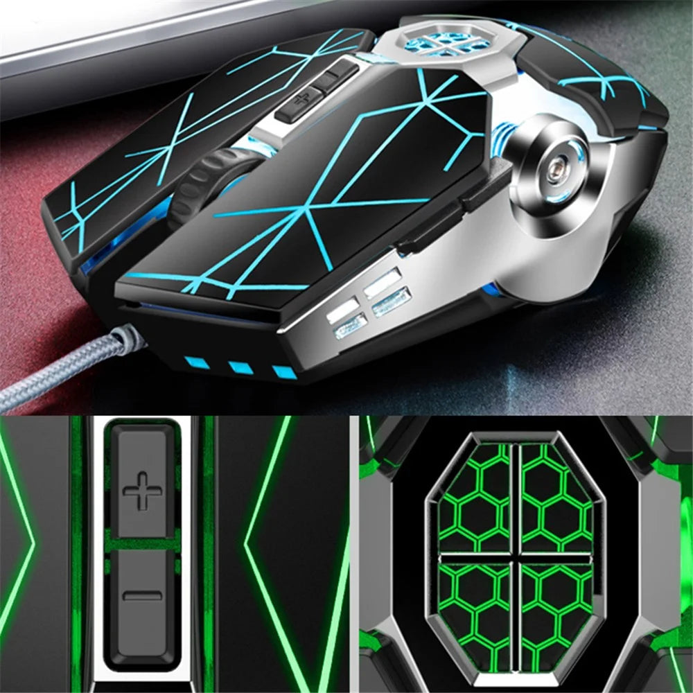 Q7 RGB Gaming Mouse USB Wired 4000 DPI Mechanical Mouse Ergonomic Gamer Computer Mouse for PC Laptop Computer - Star Crack - 3