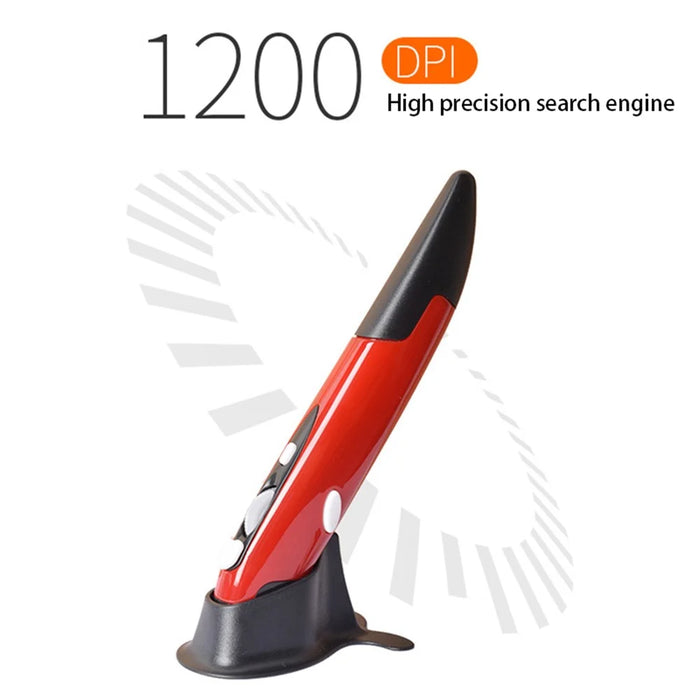 2.4G Wireless Mouse Creative Vertical Pen Mouse 1600 DPI Optical Ergonomic Mice for PC Laptop Notebook (No Battery) - Red - 4