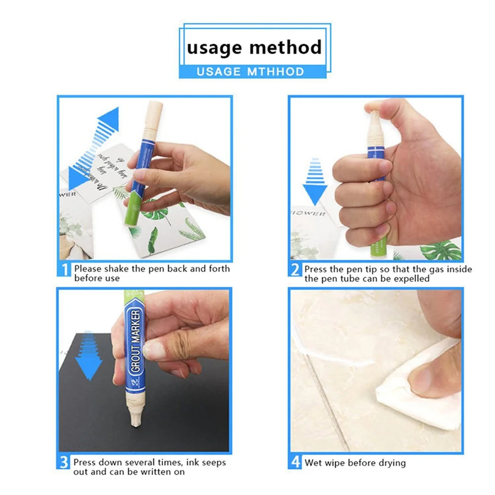 TIANYI Tile Marker Grout Pen Wall Seam Pen for Tiles Floor Bathroom Decontamination Seam Repair Tool - Black - 7