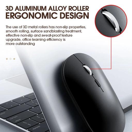 T-WOLF X2 Rechargeable 2.4G+Bluetooth-compatible Wireless Mouse Silent Mouse for Laptop Computer PC, Dual Mode - Black - 2