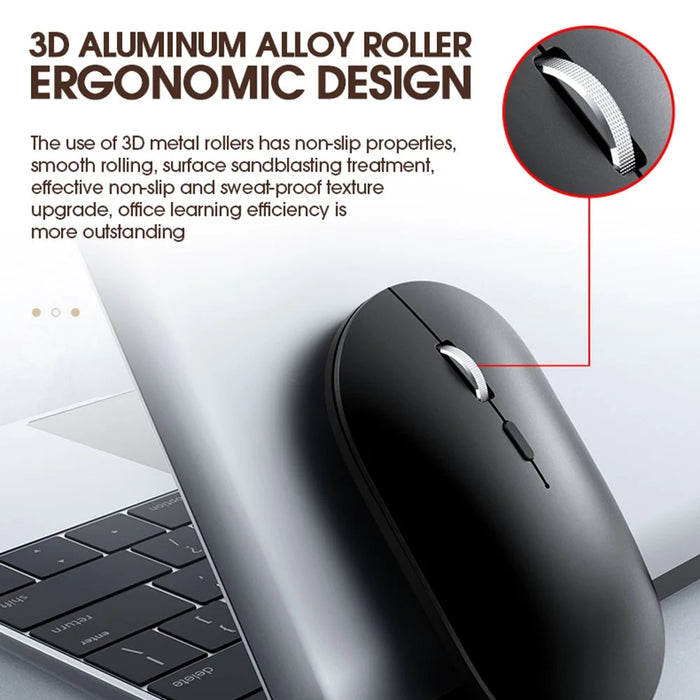 T-WOLF X2 Rechargeable 2.4G+Bluetooth-compatible Wireless Mouse Silent Mouse for Laptop Computer PC, Dual Mode - Black - 2