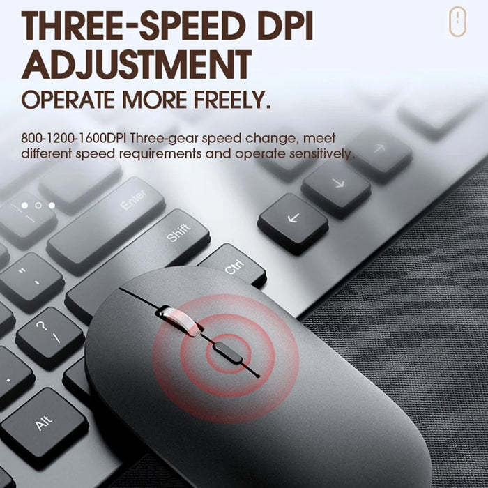 T-WOLF X2 Rechargeable 2.4G+Bluetooth-compatible Wireless Mouse Silent Mouse for Laptop Computer PC, Dual Mode - Black - 3