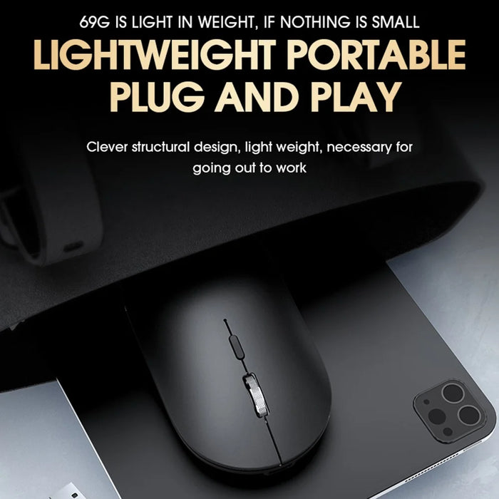 T-WOLF X2 Rechargeable 2.4G+Bluetooth-compatible Wireless Mouse Silent Mouse for Laptop Computer PC, Dual Mode - Black - 4