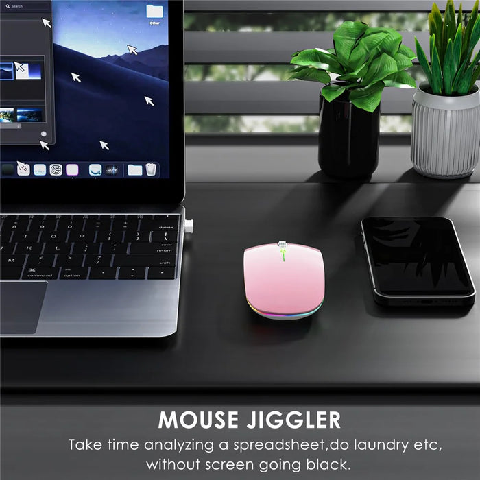 2.4G / Bluetooth-compatible Dual Mode Wireless Mouse with Backlight, Quiet Portable Jiggler Mouse for Laptops, Tablets - Pink - 5