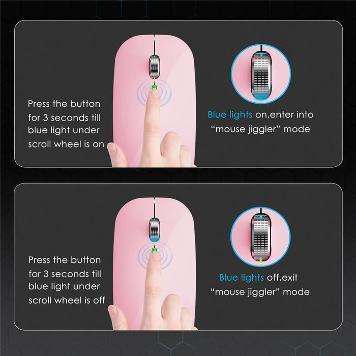 2.4G / Bluetooth-compatible Dual Mode Wireless Mouse with Backlight, Quiet Portable Jiggler Mouse for Laptops, Tablets - Pink - 6