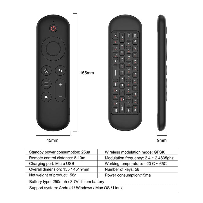 M5 2.4G+BT 5.2 Dual Mode Wireless Air Mouse Keyboard Fly Mouse Wireless Remote for Android TV Box / PC / Smart TV / Projector / HTPC - 5