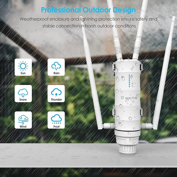 WAVLINK WS-WN572HP3-A Outdoor WiFi Extender AC1200 Dual Band Weatherproof Wireless Router with PoE, Giga Ports - EU Plug - 3