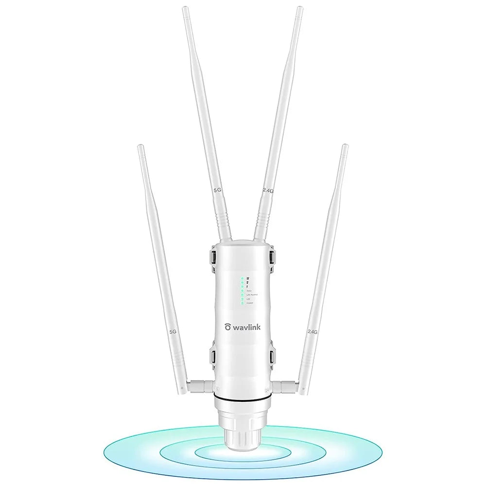 WAVLINK WS-WN572HG3-A AC1200 Outdoor WiFi Extender with POE Dual Band 2.4GHz / 5GHz Wireless Routers with 4x7dBi Antenna - US Plug - 1