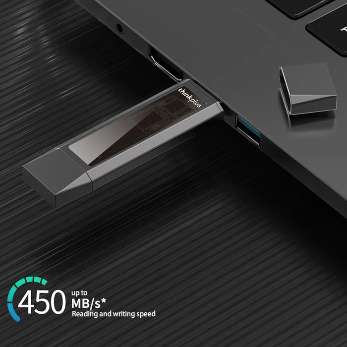 LENOVO THINKPLUS TU203 256GB Thumb Drive Photo Data Storage Stick USB+Type-C Flash Drive for MacBook Phones Tablets - 3