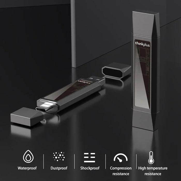 LENOVO THINKPLUS TU203 256GB Thumb Drive Photo Data Storage Stick USB+Type-C Flash Drive for MacBook Phones Tablets - 5