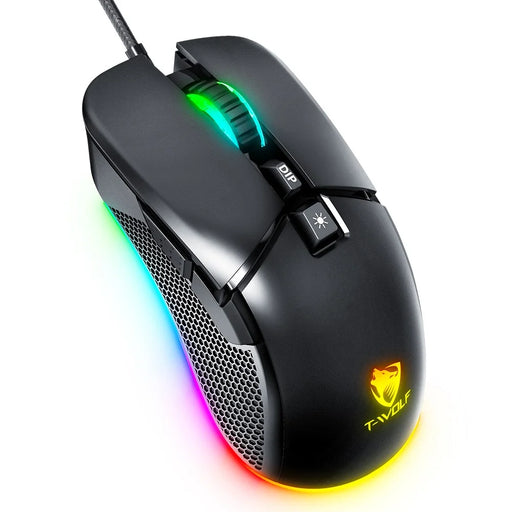 T-WOLF G590 Wired RGB Gaming Mouse 800-7200DPI Effortless E-Sports Mice - 1