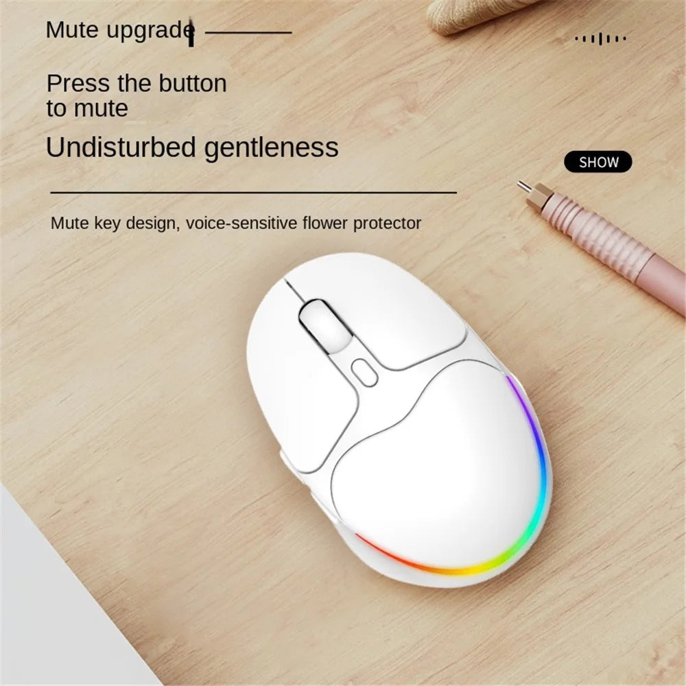IBLANCOD BL112 Bluetooth-compatible + 2.4G Wireless Gaming Mouse 4000DPI RGB Light Computer Laptop Mice - White - 3