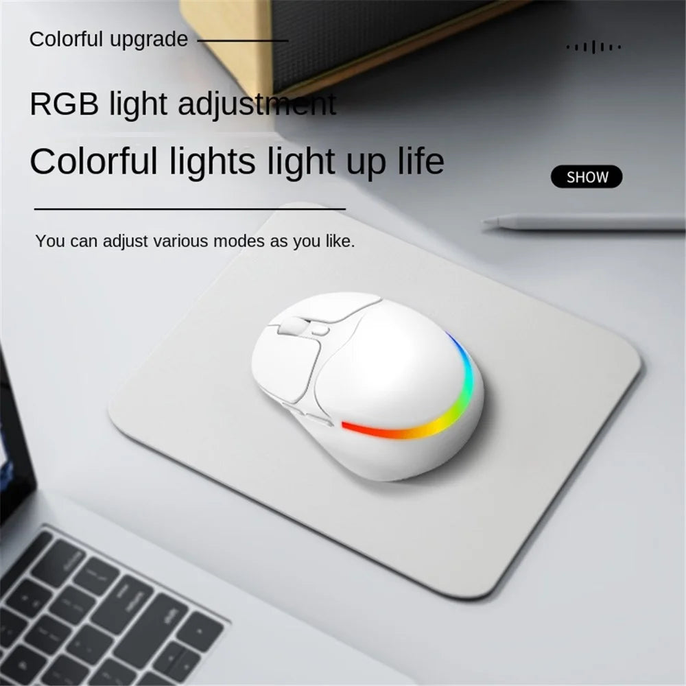 IBLANCOD BL112 Bluetooth-compatible + 2.4G Wireless Gaming Mouse 4000DPI RGB Light Computer Laptop Mice - White - 5