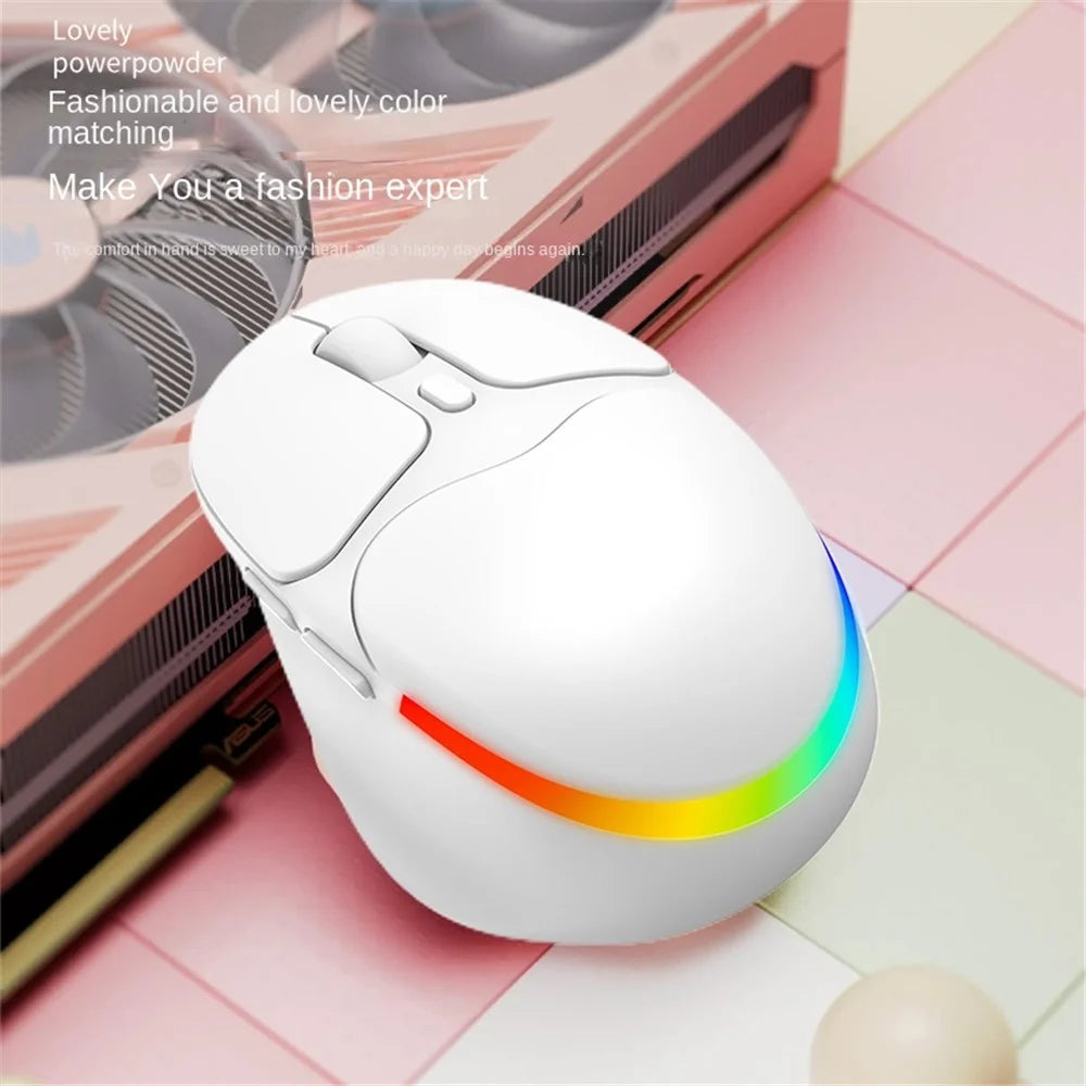 IBLANCOD BL112 Bluetooth-compatible + 2.4G Wireless Gaming Mouse 4000DPI RGB Light Computer Laptop Mice - White - 6