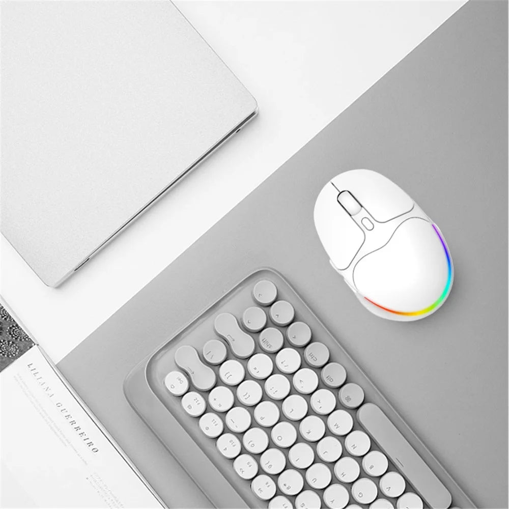 IBLANCOD BL112 Bluetooth-compatible + 2.4G Wireless Gaming Mouse 4000DPI RGB Light Computer Laptop Mice - White - 7