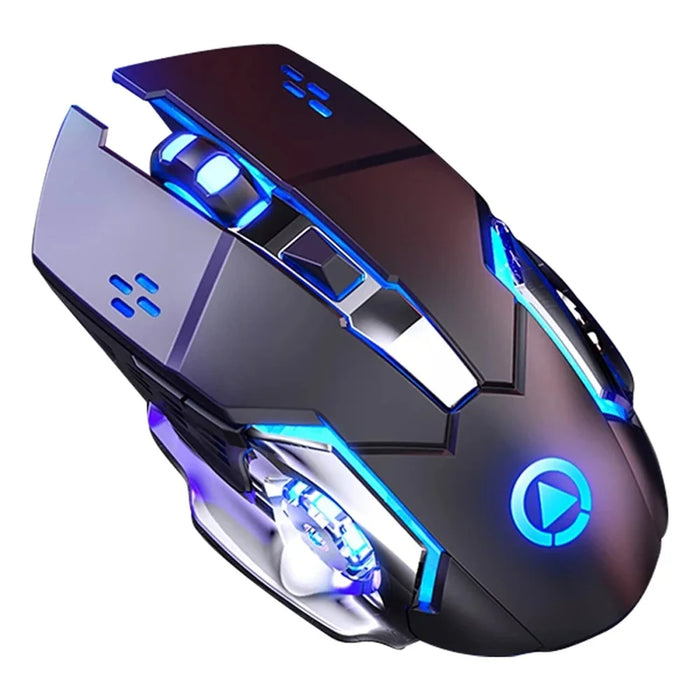 YINDIAO A4 2.4G Wireless Mouse 6 Keys 1600 DPI Mute Gaming Mouse with Lighting Effect - Black+Silver / Electroplating Frosted - 1