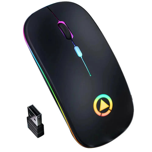 YINDIAO A2 Rechargeable Silent 2.4G Wireless Gaming Mouse with Colorful Breathing Light - Matte Black - 1