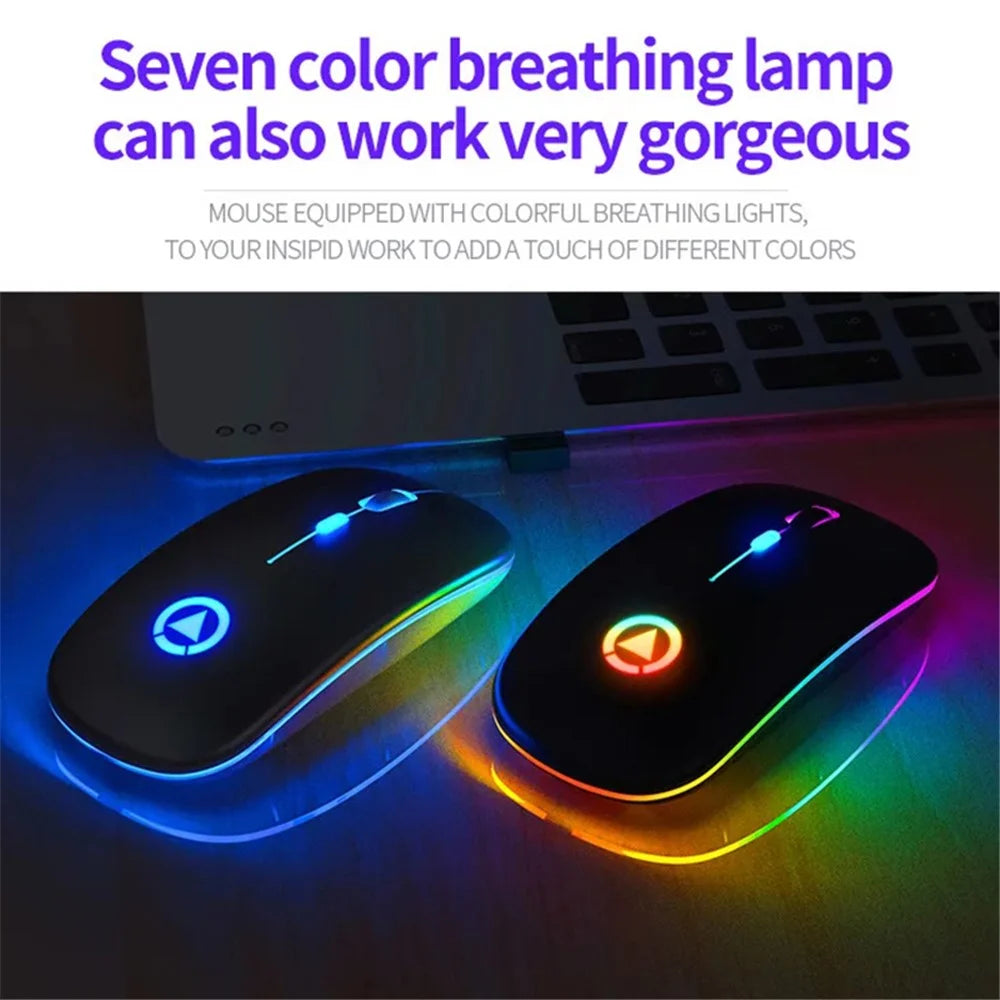 YINDIAO A2 Rechargeable Silent 2.4G Wireless Gaming Mouse with Colorful Breathing Light - Matte Black - 4
