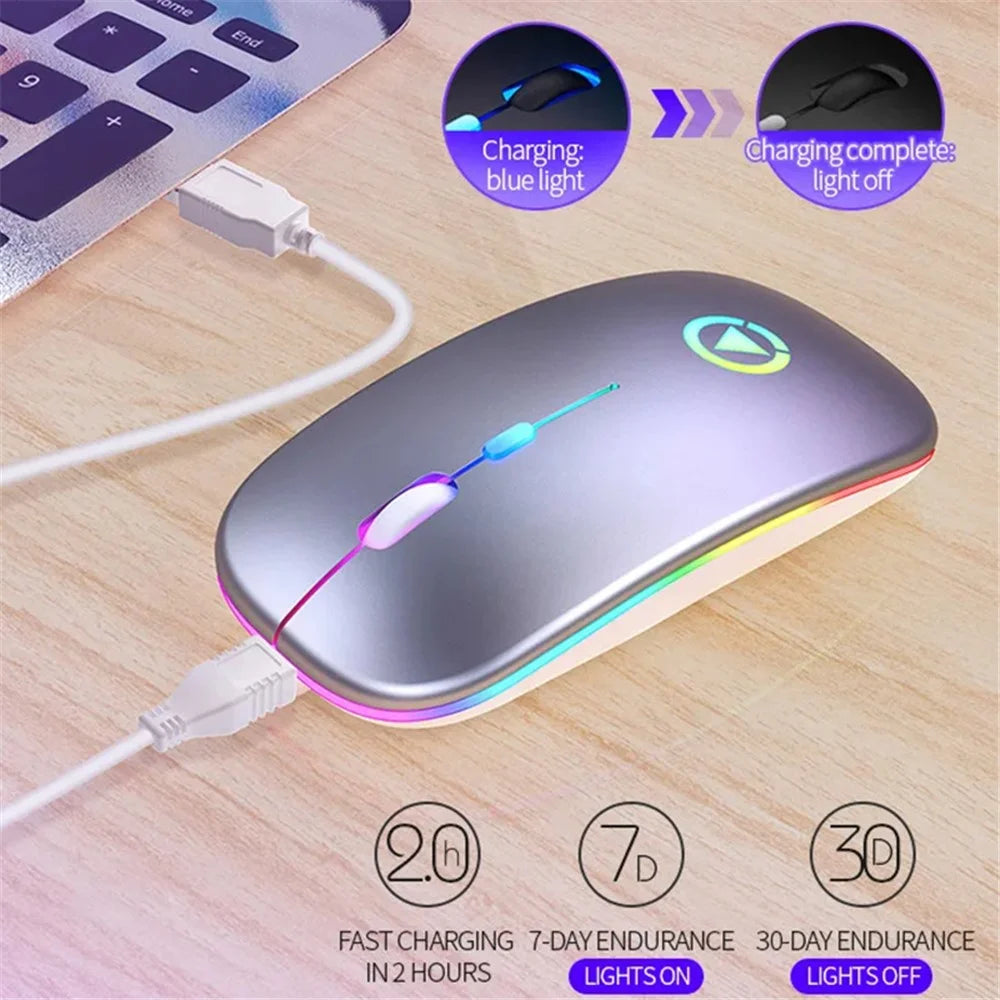 YINDIAO A2 Rechargeable Silent 2.4G Wireless Gaming Mouse with Colorful Breathing Light - Matte Black - 7