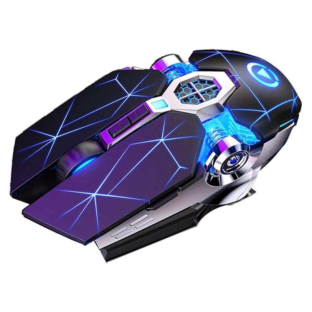 YINDIAO A7 1600 DPI 7 Keys Silent Gaming Mouse 7-color Light 2.4G Wireless Mouse - Matte Black - 1